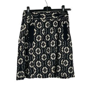 J.McLaughlin Womens Ikat Print Silk Blend Skirt Black/Cream‎ Geometric Size 2